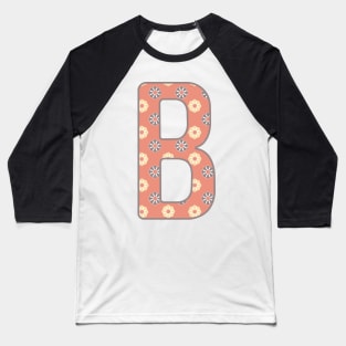 MONOGRAM LETTER B PINK FLORAL TYPOGRAPHY DESIGN Baseball T-Shirt